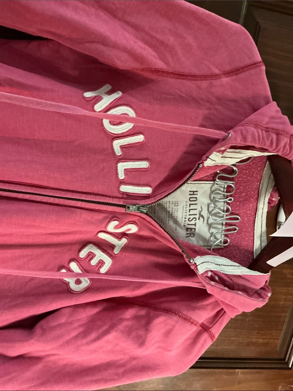 Hollister Pink Full-Zip Hooded Sweatshirt Jacket - Picture 2 of 3